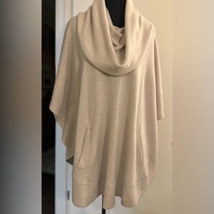 Nanette Lepore 100% Cashmere Cowl Neck Poncho in Beige. Size XS/S